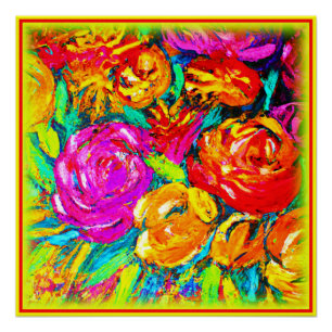 Póster Pintura De Aceite De Flor Colorida. ¡Hazte con una