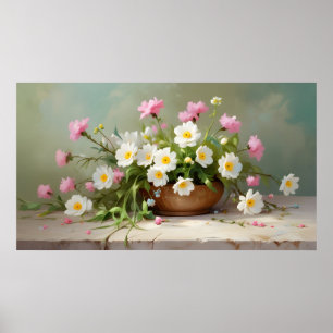 Póster Pintura de aceite de flores de primavera