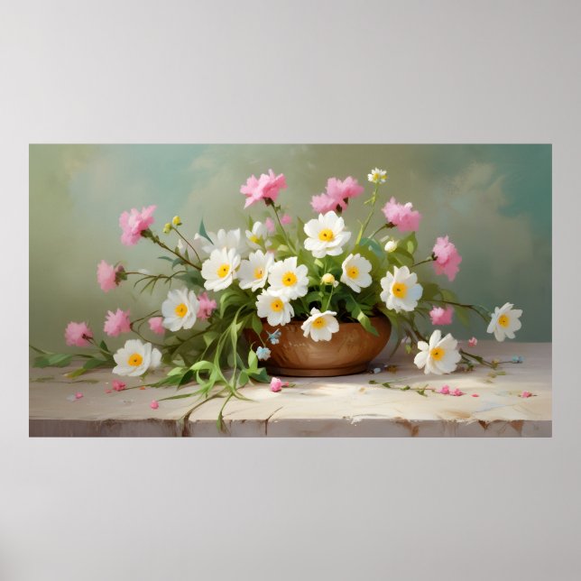 Póster Pintura de aceite de flores de primavera (Frente)