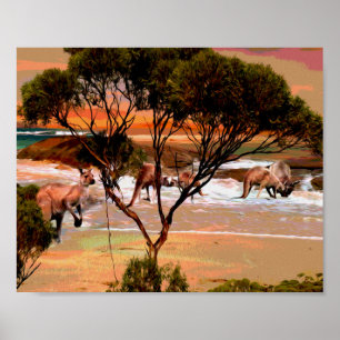 Póster Pintura de aceite de la playa de Kangaroo, Poster