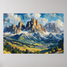 Póster Pintura de aceite de los Dolomitas