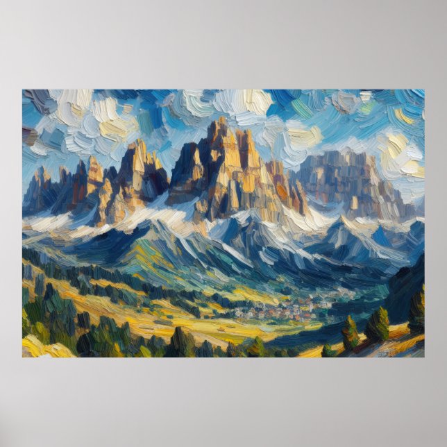 Póster Pintura de aceite de los Dolomitas (Frente)