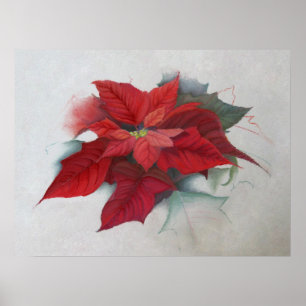 Póster Pintura de aceite de los Navidades de Poinsettia