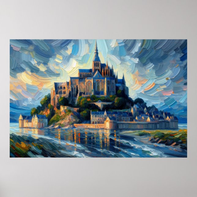 Póster Pintura de aceite de Mont-Saint-Michel (Frente)
