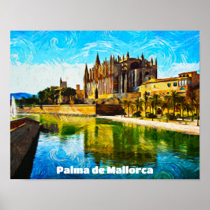Póster Pintura de aceite de Palma de Mallorca Baleares