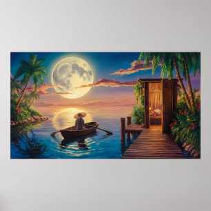 Póster Pintura de aceite de paraíso tropical
