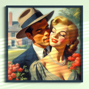 Póster Pintura de aceite de pareja de época