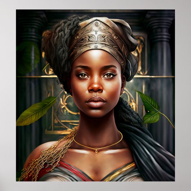 Póster Pintura de aceite de retrato de mujer jamaiquina (Frente)