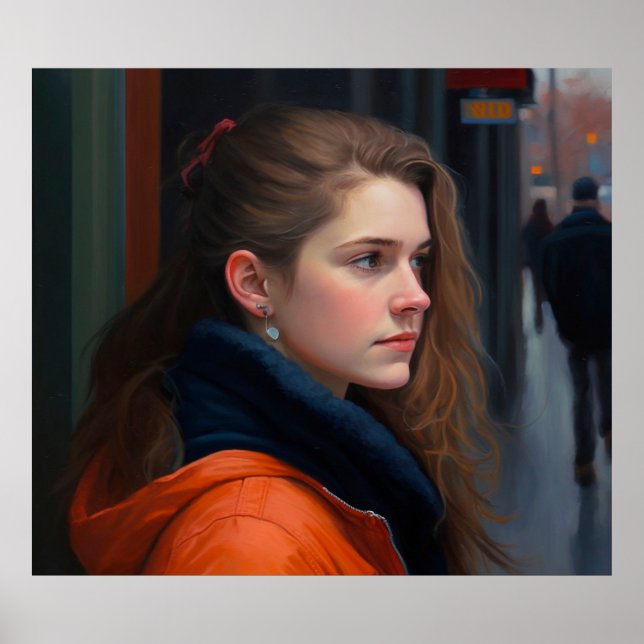 Póster Pintura de aceite de retrato de mujer quebequesa (Frente)