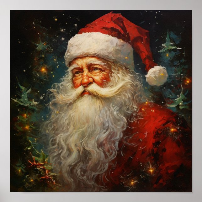 Póster Pintura de aceite de Santa Claus (Frente)