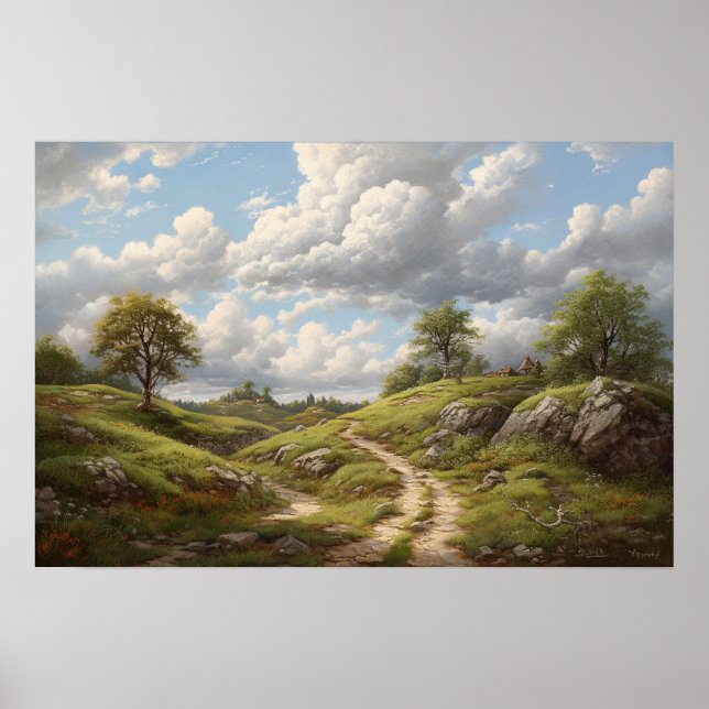 Póster Pintura de aceite de sendero sinuoso a través de l (Frente)