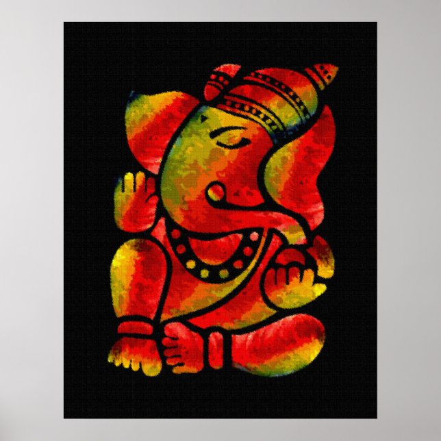 Póster Pintura de aceite de tela de Ganesha colorida (Frente)