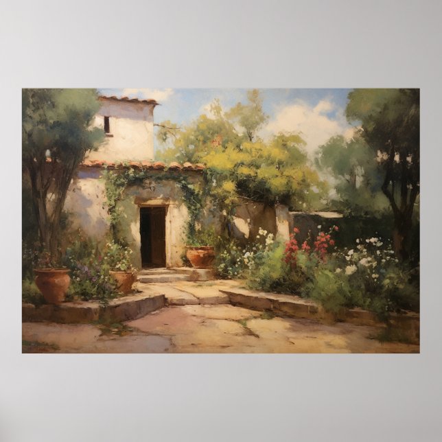 Póster Pintura de aceite de un antiguo monasterio europeo (Frente)