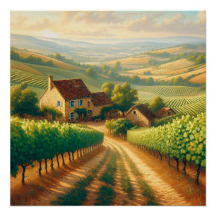 Póster Pintura de aceite de viña francesa
