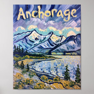 Póster Pintura de aceite paisajístico Van Gogh Anchorage 