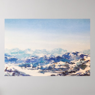 Póster Pintura de aceite sobre lienzo Vista de montaña ne