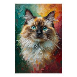 Póster Pintura de aceite vibrante con retrato artístico d
