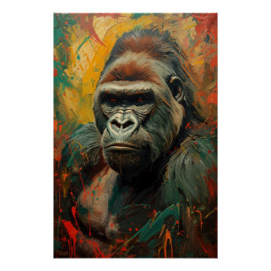 Póster Pintura de aceite vibrante con retrato artístico d