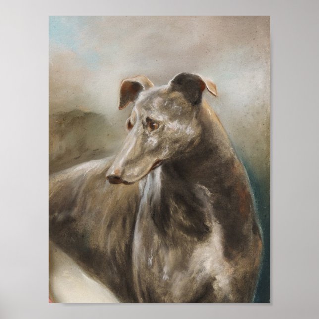 Póster Pintura de aceite vintage de Greyhound (Frente)