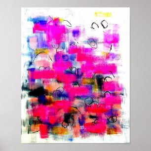 Póster Pintura de acrílico rosa abstracta moderna