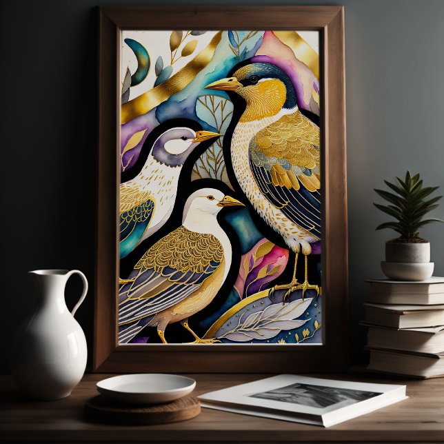 Póster Pintura de acuarela abstracta de aves 2:3 (Subido por el creador)