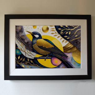 Póster Pintura de acuarela abstracta de aves 3:2