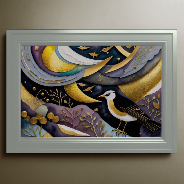 Póster Pintura de acuarela abstracta de aves 3:2 (Subido por el creador)