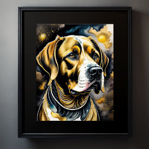Póster Pintura de acuarela abstracta de un perro 5:4