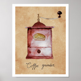 Póster Pintura de acuarela de café de época