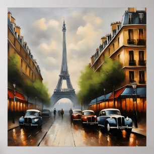 Póster Pintura de acuarela de época de París