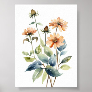Póster Pintura de acuarela de flores