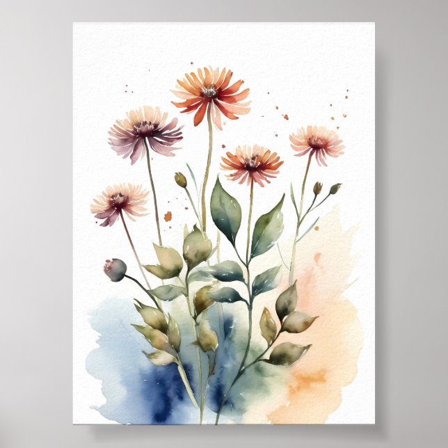 Póster Pintura de acuarela de flores (Frente)