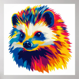 Póster Pintura de acuarela de Ilustracion animal de hedge