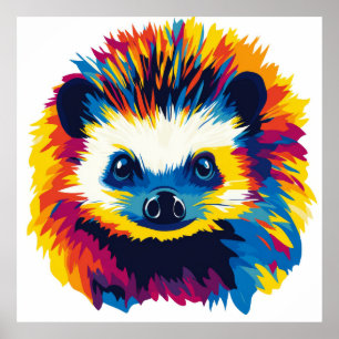 Póster Pintura de acuarela de Ilustracion animal de hedge