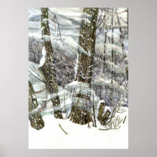 Póster Pintura de acuarela de invierno
