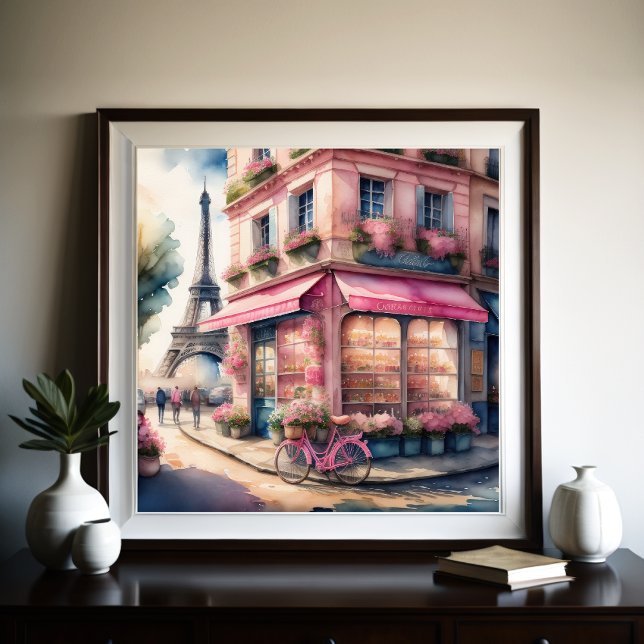 Póster Pintura de acuarela de la calle parisina (Subido por el creador)