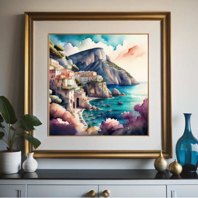 Póster Pintura de acuarela de la ciudad mediterránea euro (Subido por el creador)