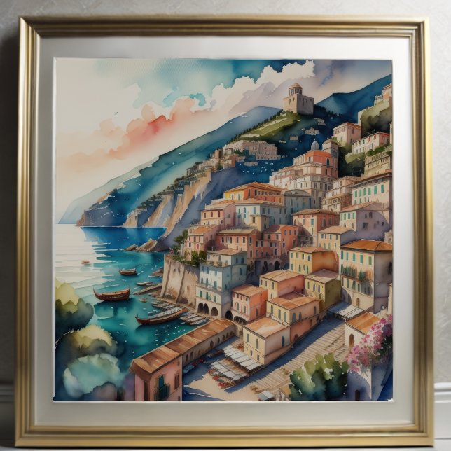 Póster Pintura de acuarela de la ciudad mediterránea euro (Subido por el creador)