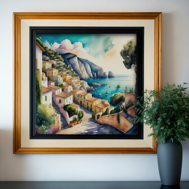 Póster Pintura de acuarela de la ciudad mediterránea euro (Subido por el creador)