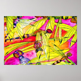 Póster Pintura de acuarela de la libélula