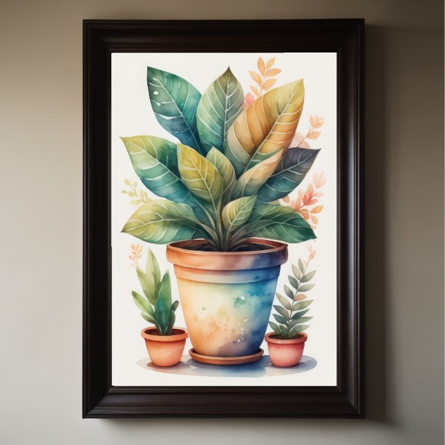Póster Pintura de acuarela de la planta de la casa en la  (Subido por el creador)