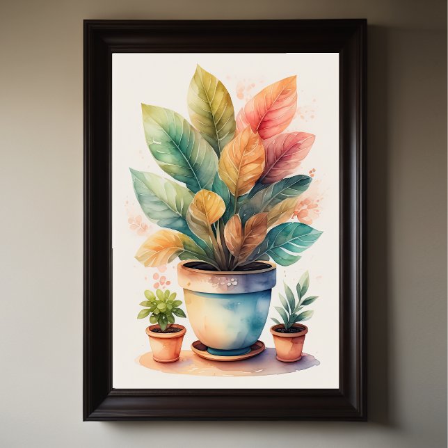 Póster Pintura de acuarela de la planta de la casa en la  (Subido por el creador)