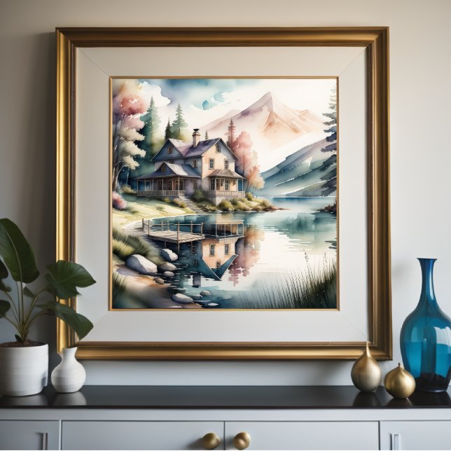 Póster Pintura de acuarela de Lake House (Subido por el creador)