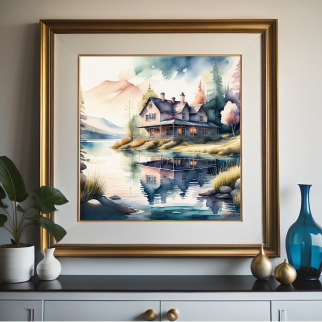 Póster Pintura de acuarela de Lake House (Subido por el creador)