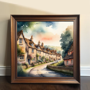 Póster Pintura de acuarela de los Cotswolds ingleses