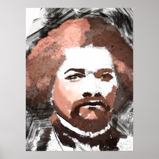 Póster Pintura de acuarela de oro de Frederick Douglass (Frente)