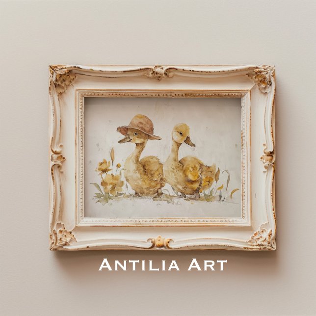 Póster Pintura de Acuarela de Patito Granja Animal (Subido por el creador)