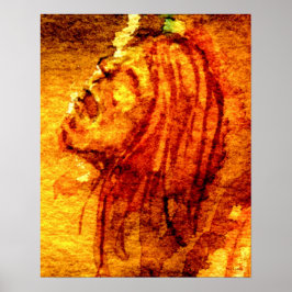 Póster Pintura de Acuarela de Tristeza Naranja