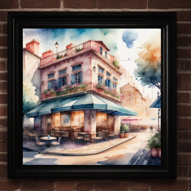Póster Pintura de acuarela de un café parisino (Subido por el creador)