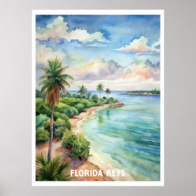 Póster Pintura de acuarela del Parque Nacional de los Cay (Frente)